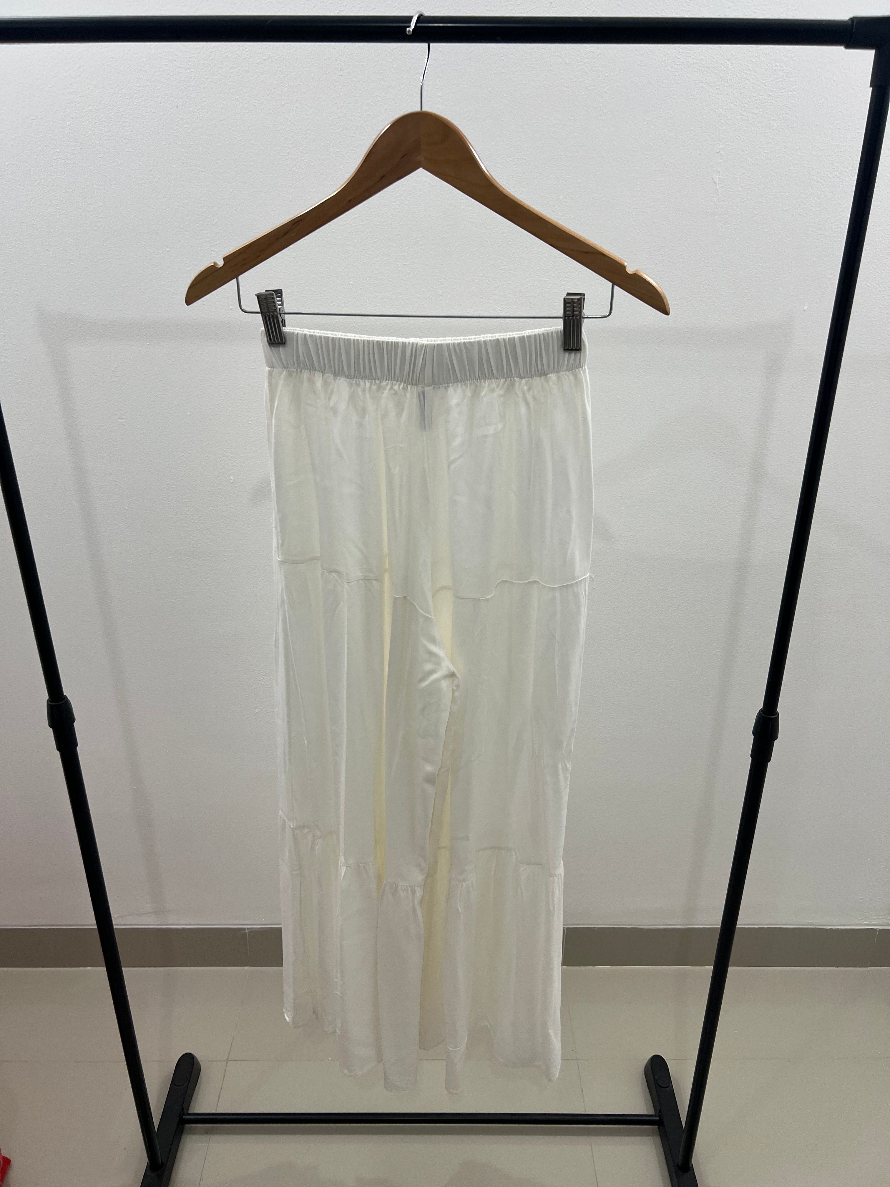 Pantalón suelto blanco-Talla:S