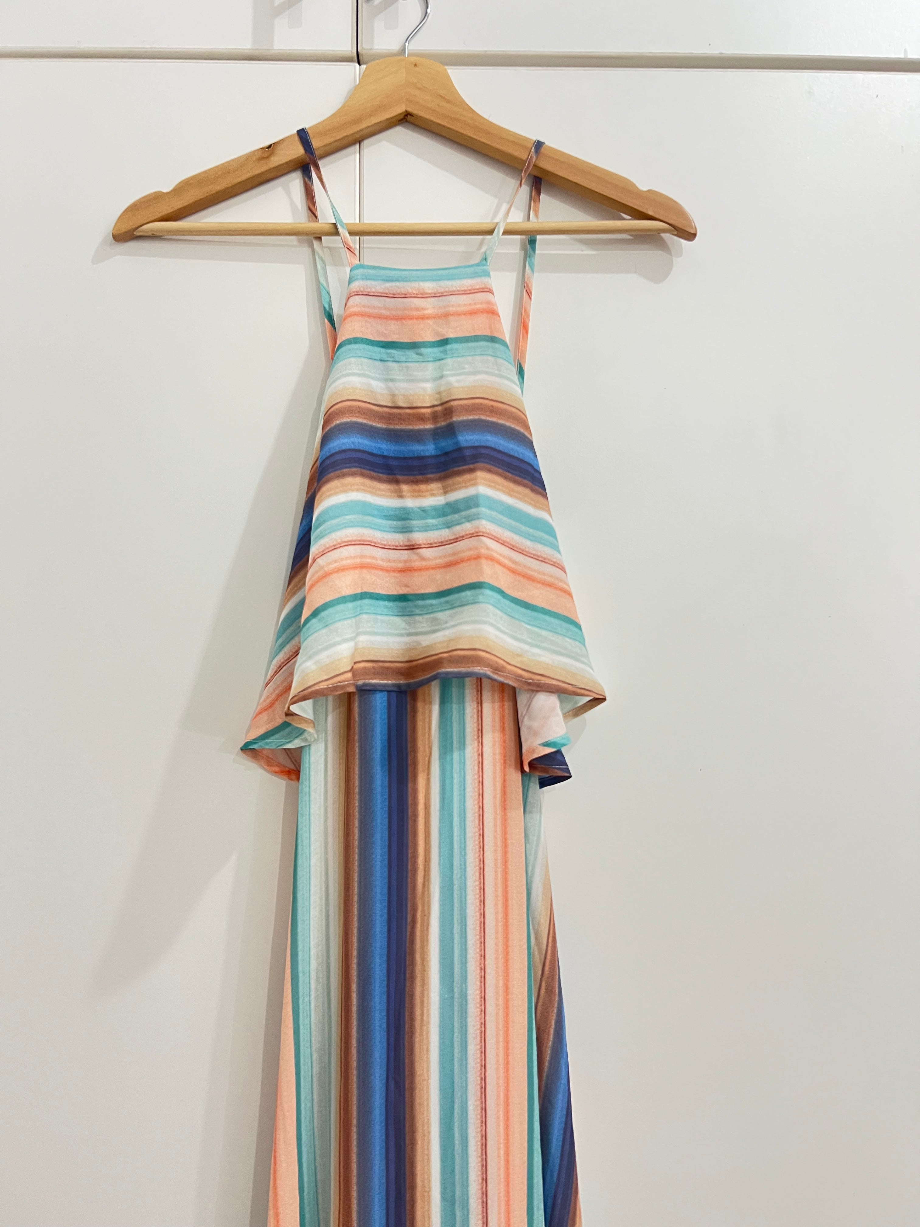 Vestido menta y chocolate - Talla: S