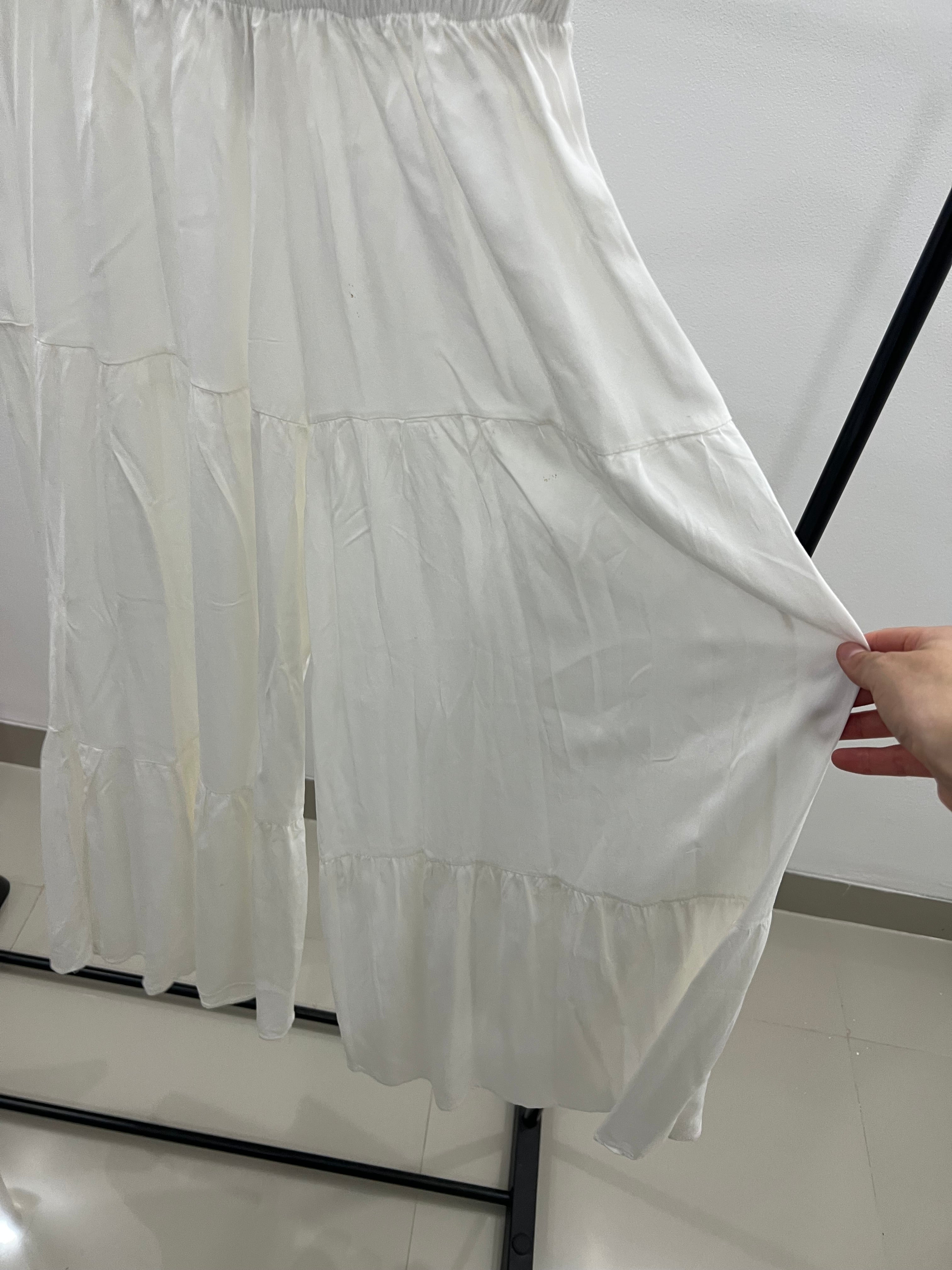 Pantalón suelto blanco-Talla:S