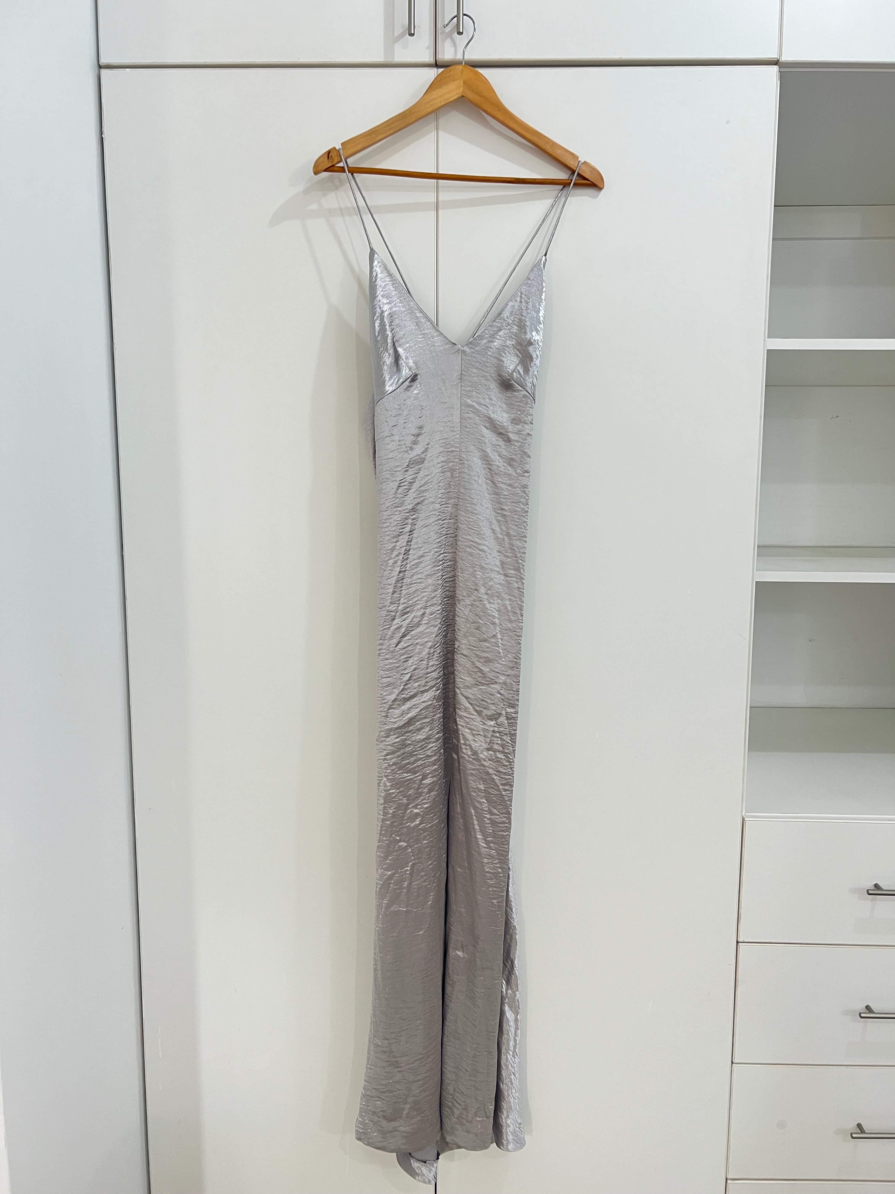 Vestido plateado mango - Talla: M