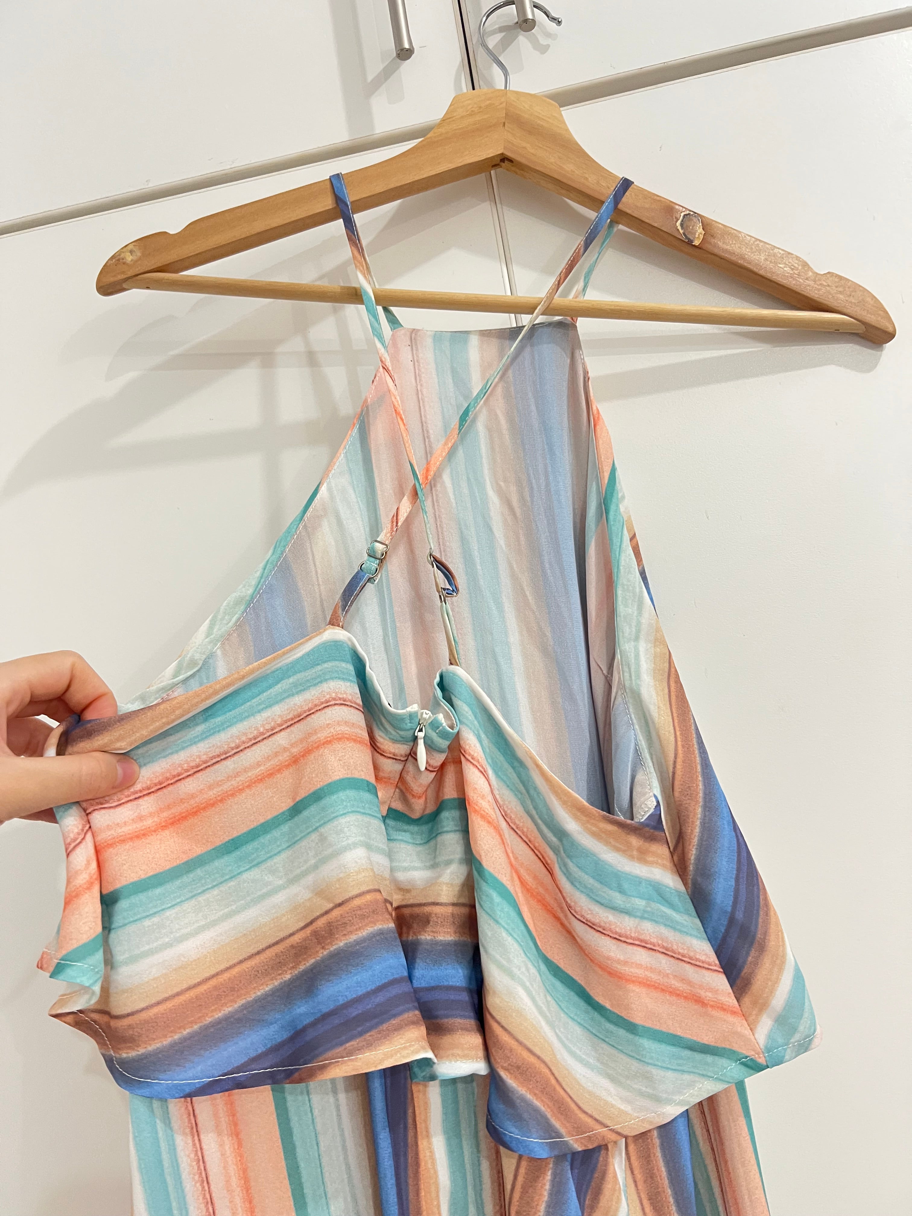 Vestido menta y chocolate - Talla: S