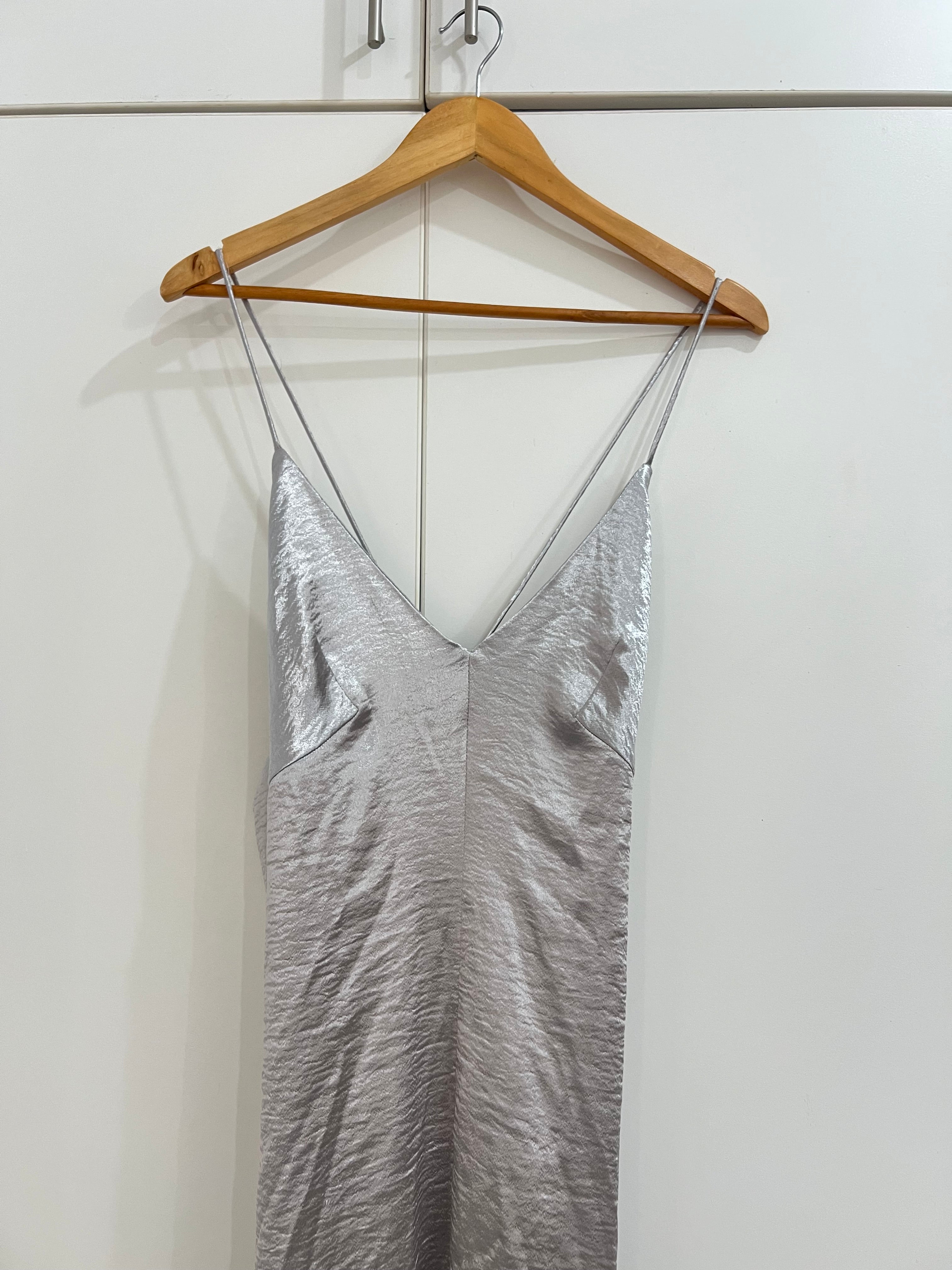 Vestido plateado mango - Talla: M