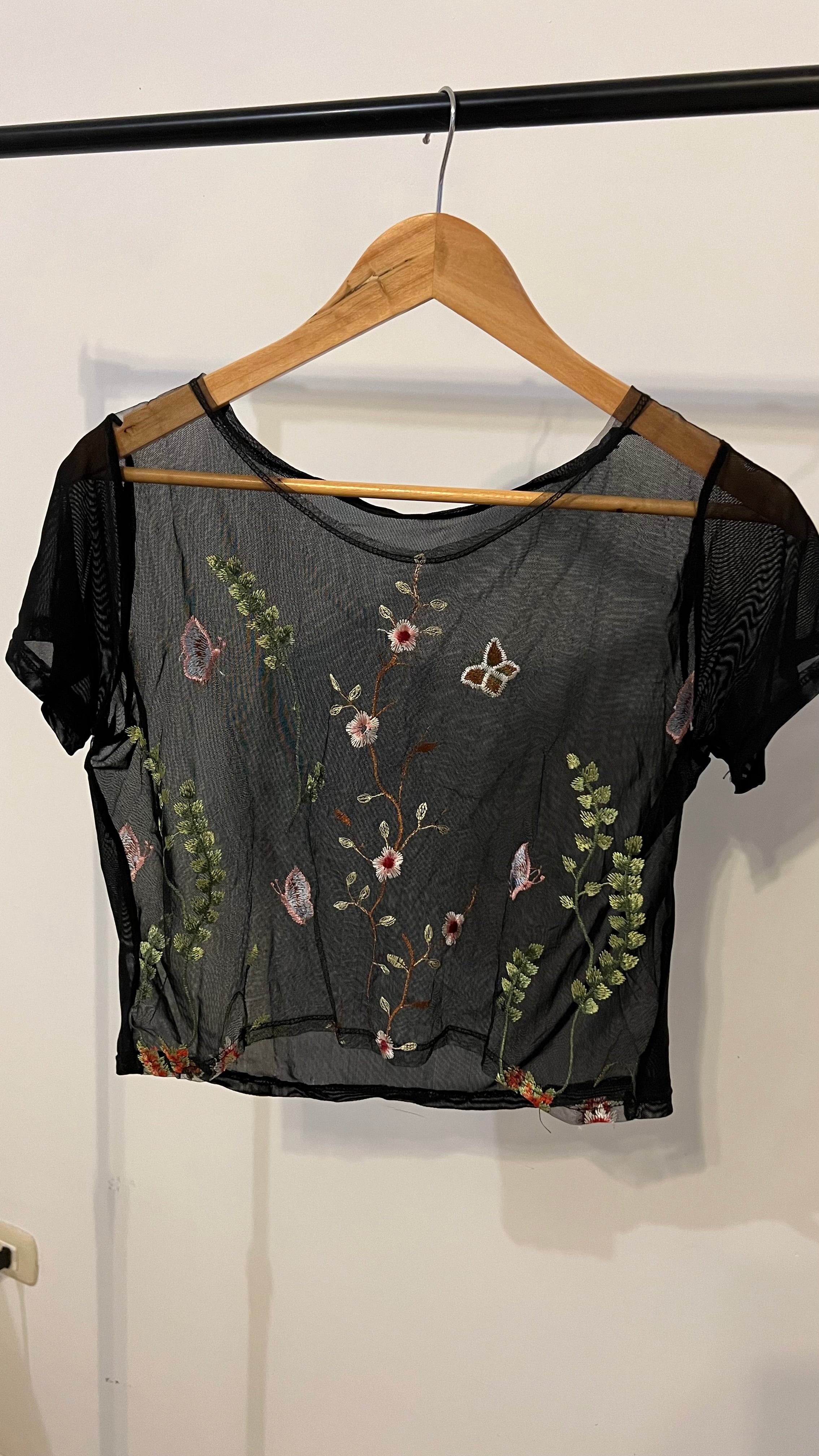 Blusa transparente negra-Talla:S