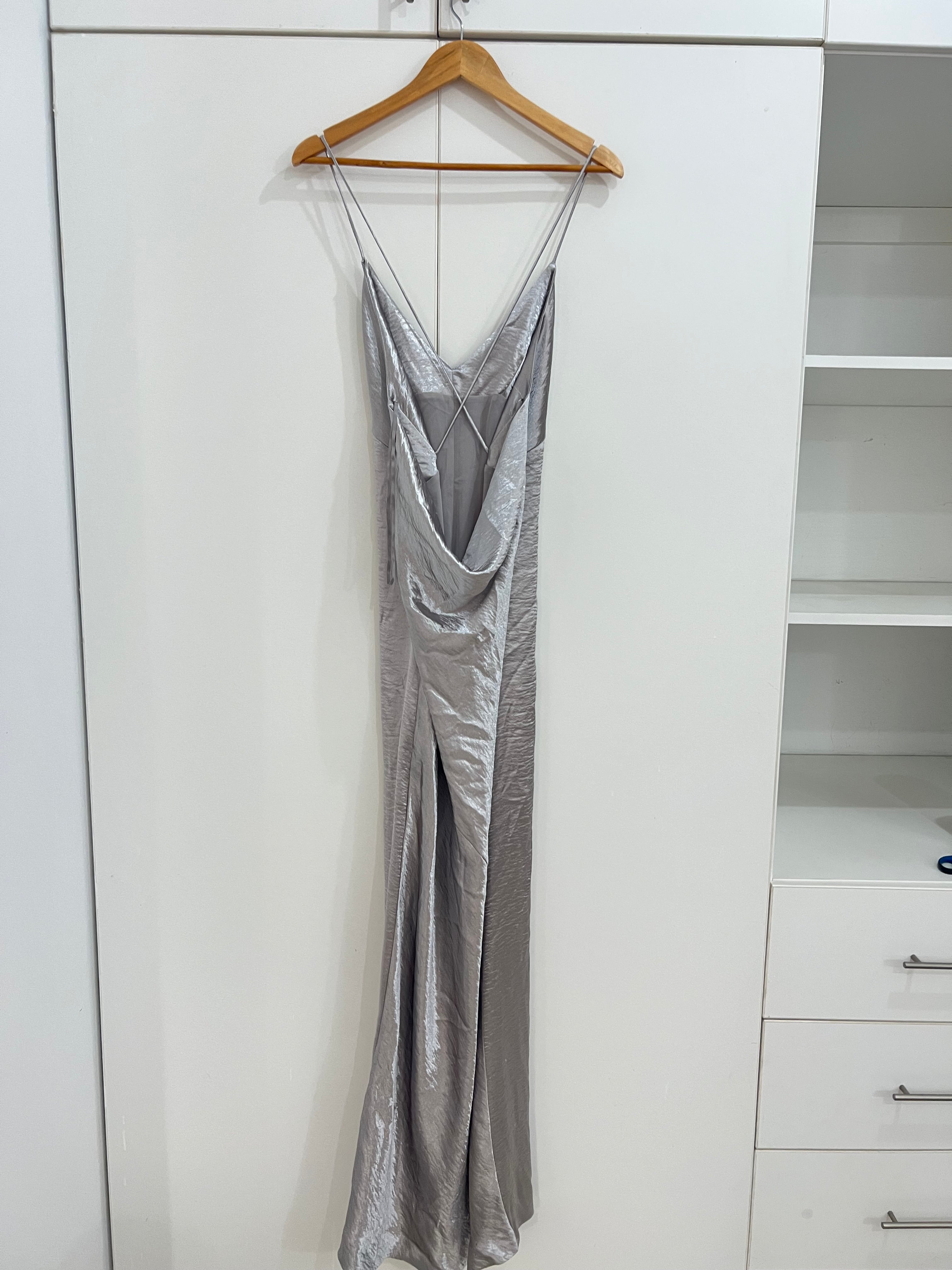 Vestido plateado mango - Talla: M