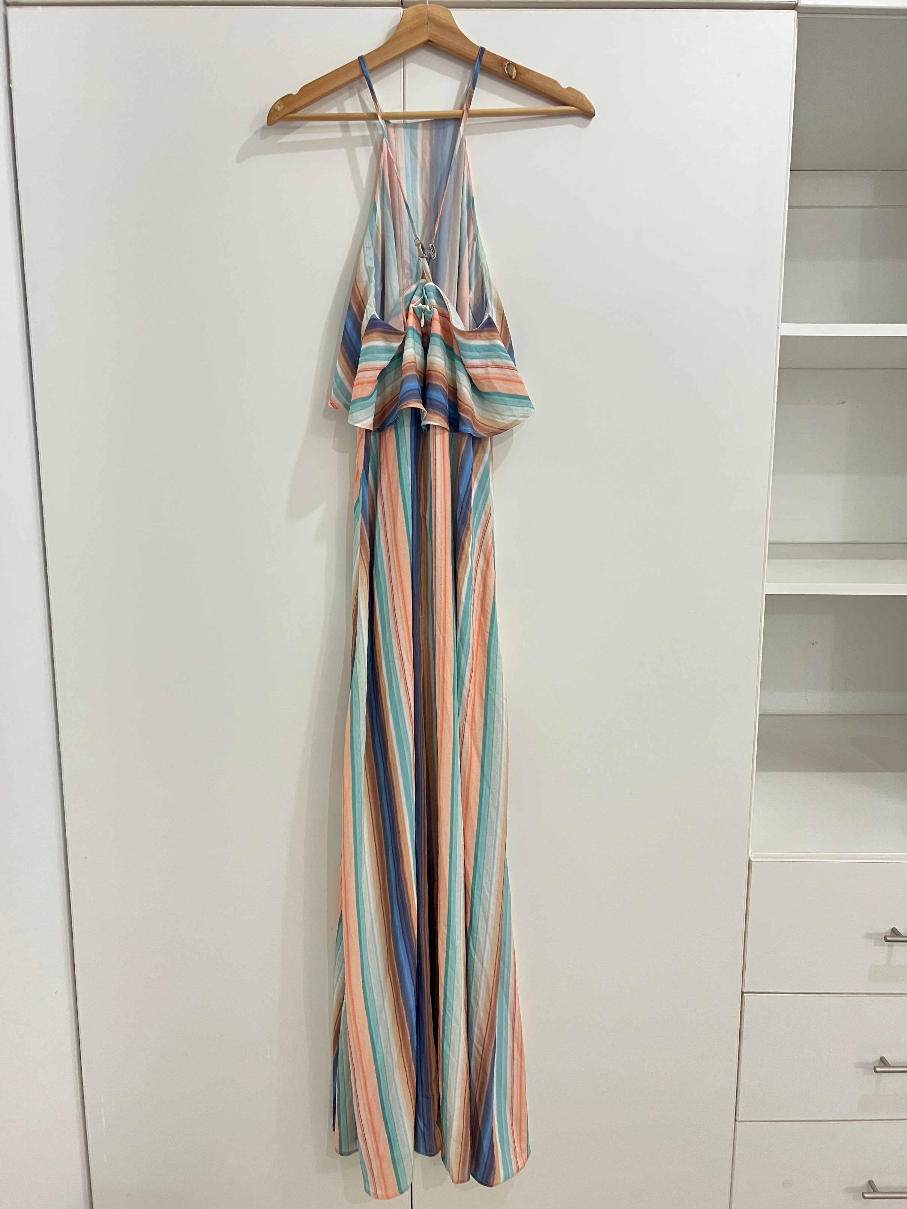 Vestido menta y chocolate - Talla: S