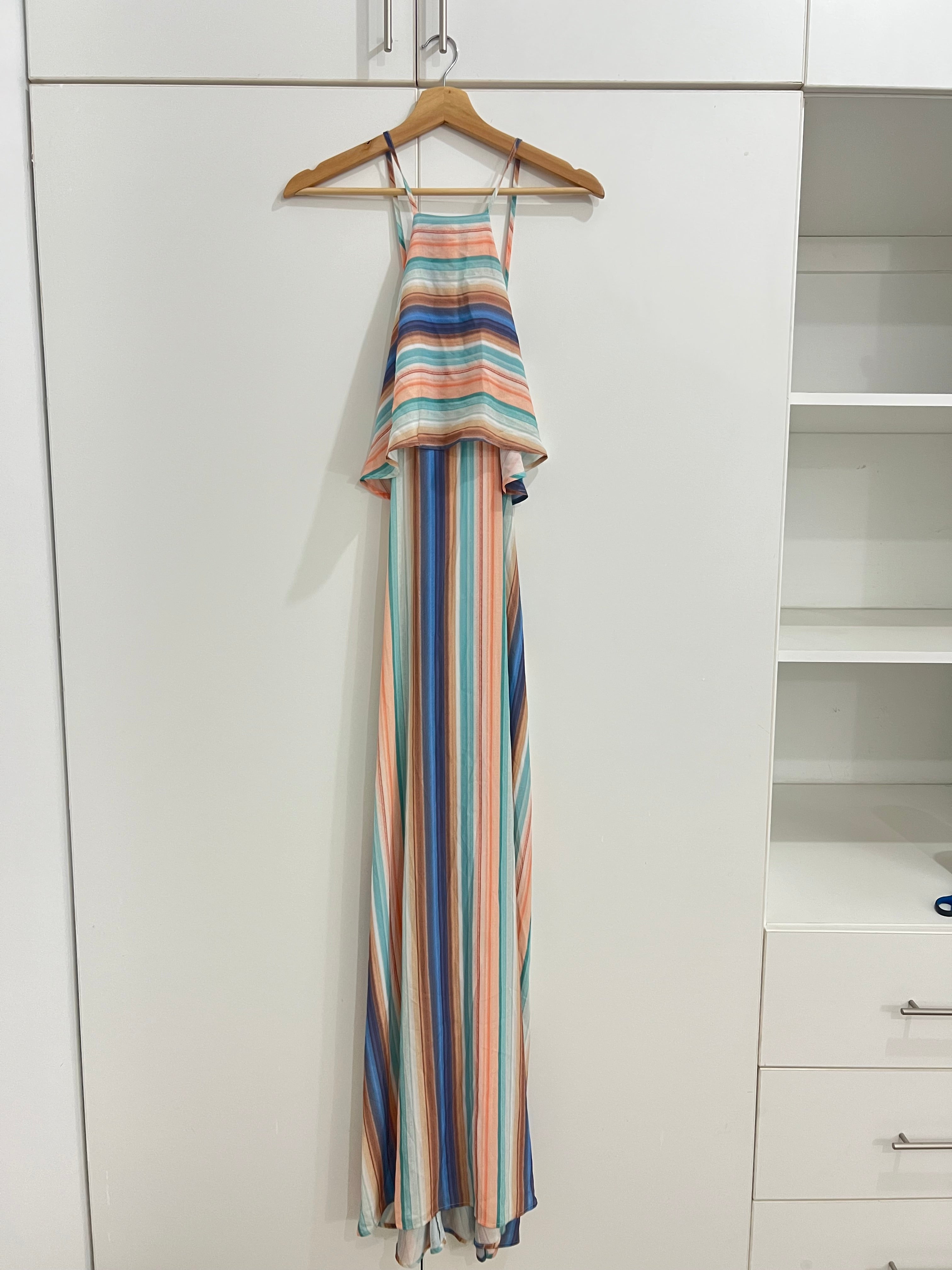 Vestido menta y chocolate - Talla: S