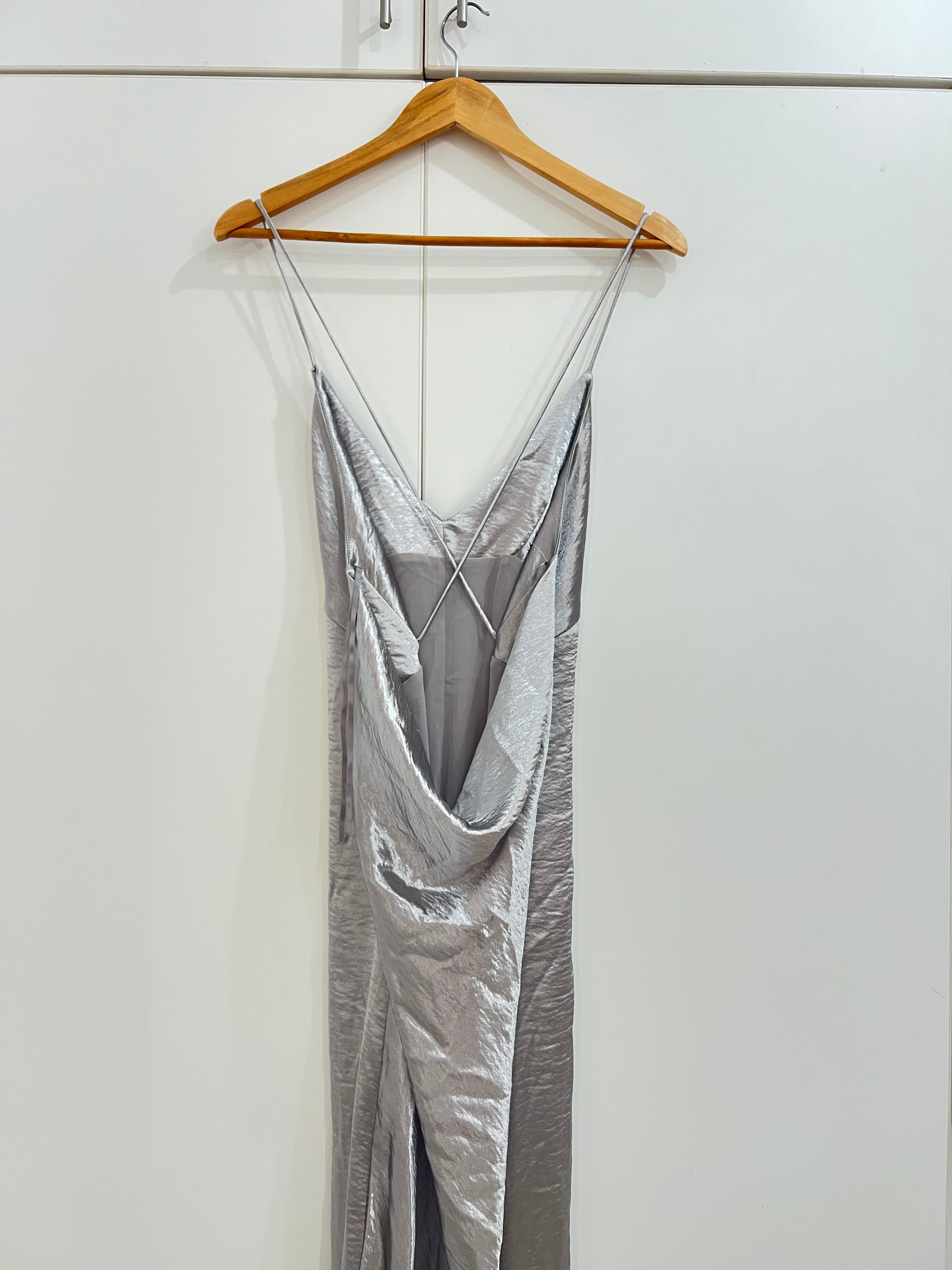 Vestido plateado mango - Talla: M